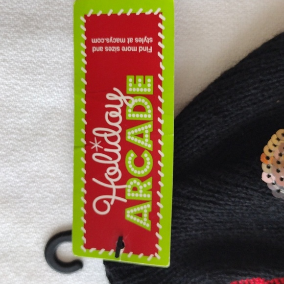 Holiday Arcade Beanie Cap Size Os Black with Sequins - Picture 2 of 7